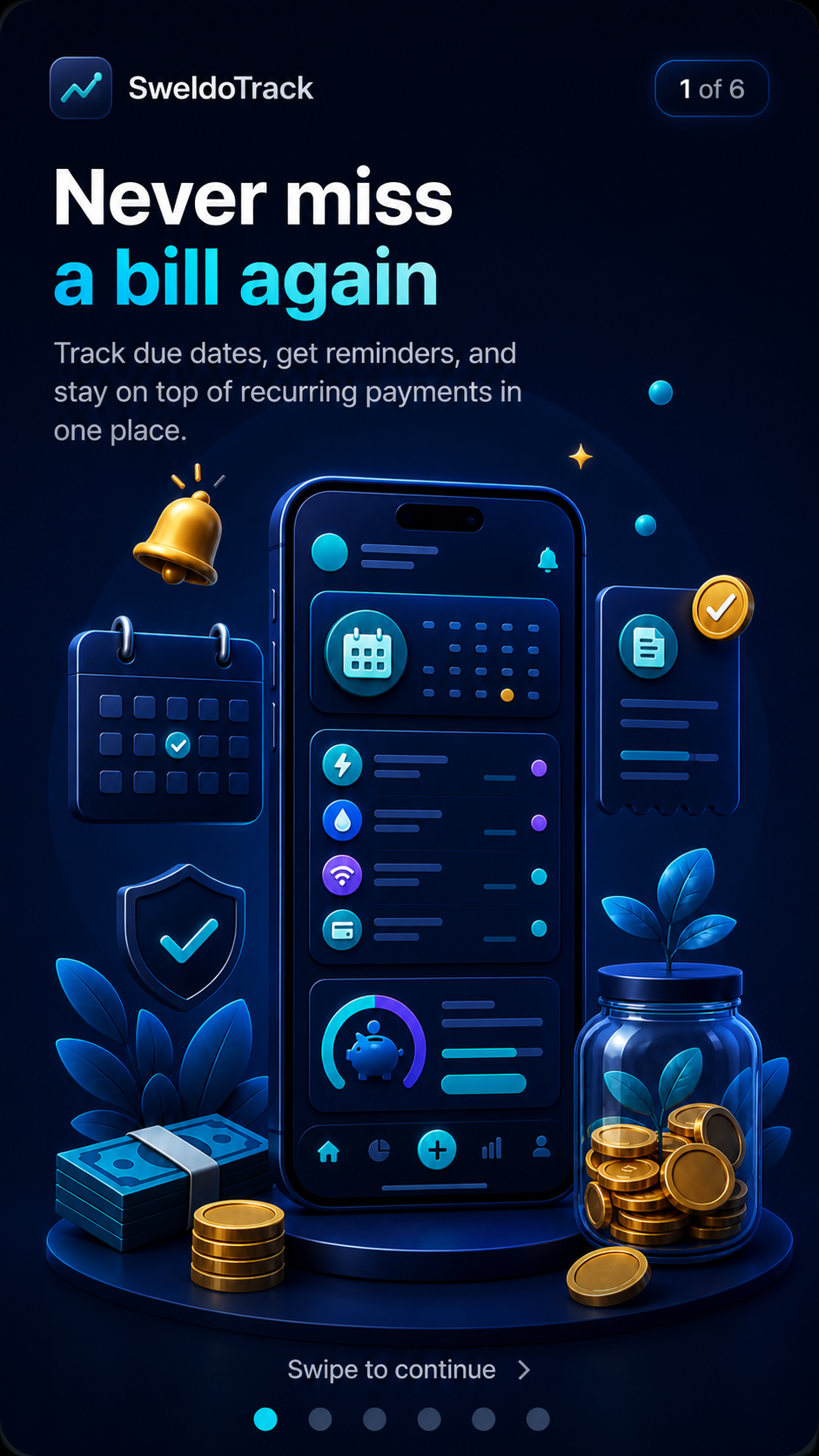 SweldoTrack bills screen
